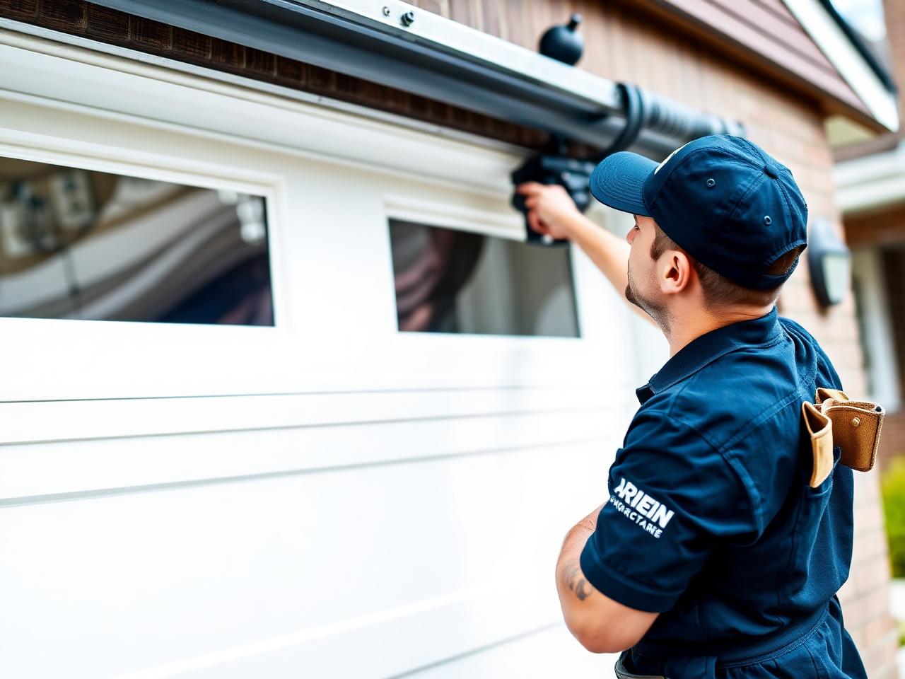 Future Garage Door technician working on a residential door